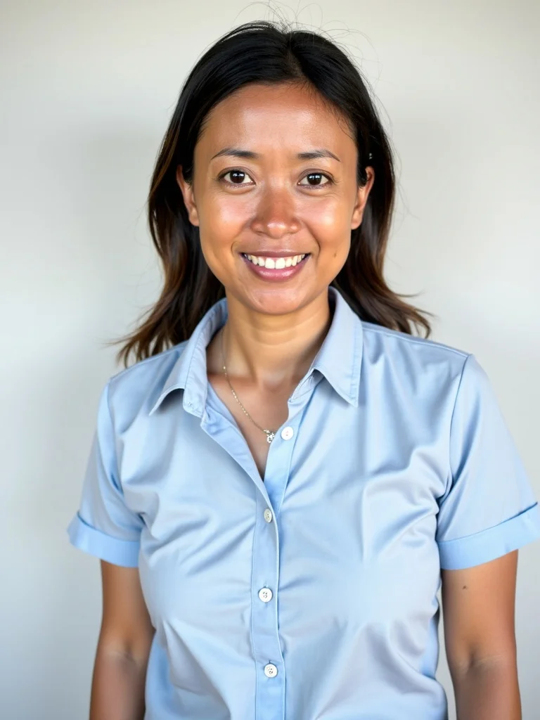 Hellblaues Hemd Studentin