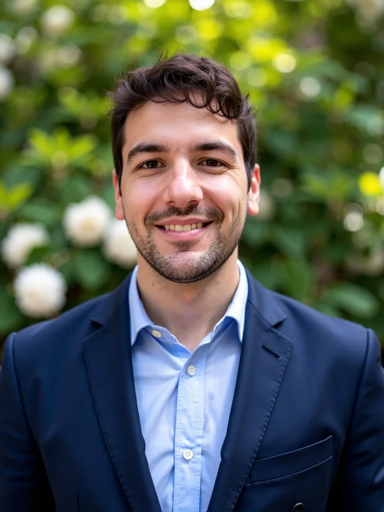 Marineblauer Blazer mit hellblauem Hemd