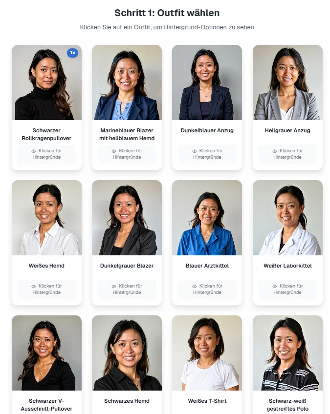 Outfit-Auswahl für Bewerbungsfotos